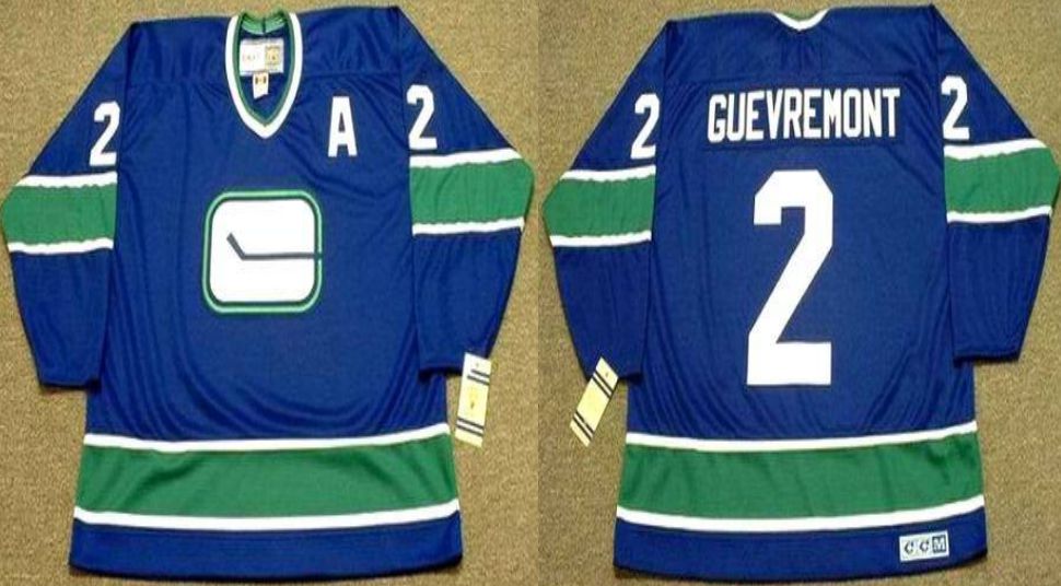 2019 Men Vancouver Canucks #2 Guevremont Blue CCM NHL jerseys